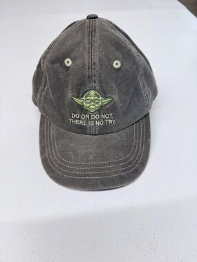 Disney Washed Gray  and Olive Yoda Embroidered Baseball Cap